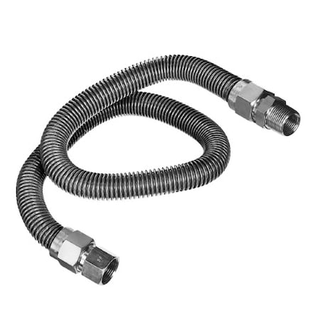 Flextron Gas Line Hose 1/2'' O.D.x48'' Length 1/2" FIPx3/8" MIP Fittings, Stainless Steel Flexible Connector FTGC-SS38-48F